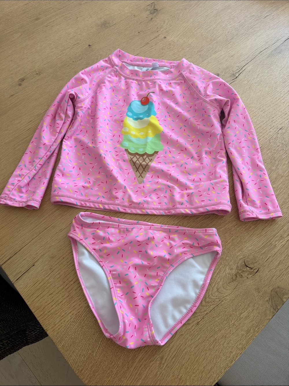Ingear Pink Kids Ice Cream Two-Piece Rashguard Swim Set